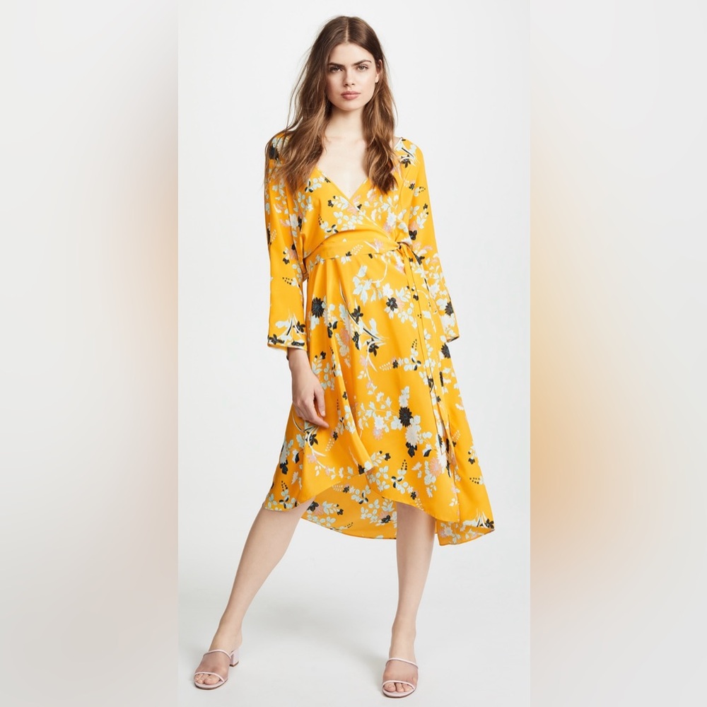 Diane Von Furstenberg Eloise Walden Marigold Midi Wrap Silk